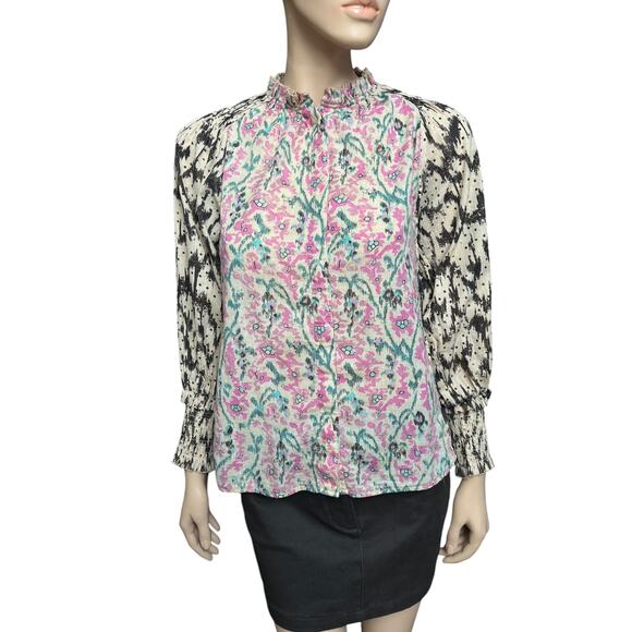 Maria Cher Villafranca Julieta Blouse Long Sleeves Siz XS 100% Cotton - Picture 3 of 11